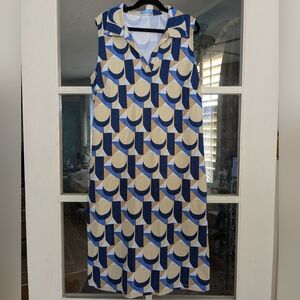 J McLaughlin Sleevess Geometric Collared Dress With Pockets Size Small